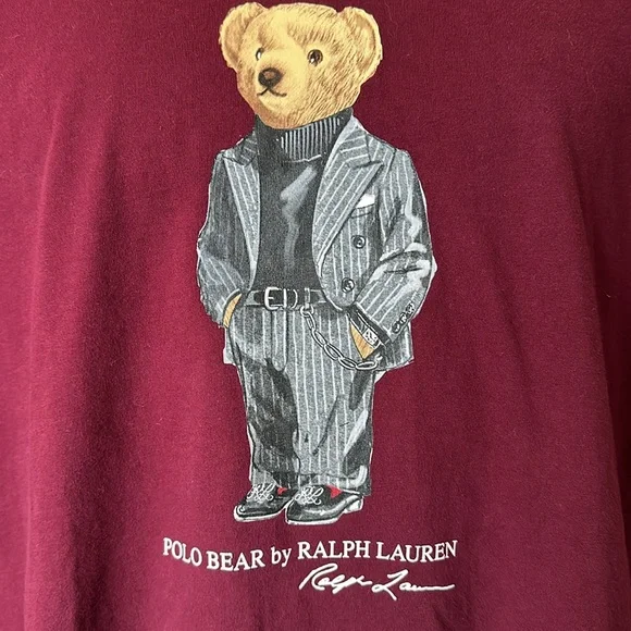 RALPH LAUREN POLO “Polo Bear” long sleeve T-shirt. Wine red. Size XXL. VGUC/EUC - Picture 2 of 8